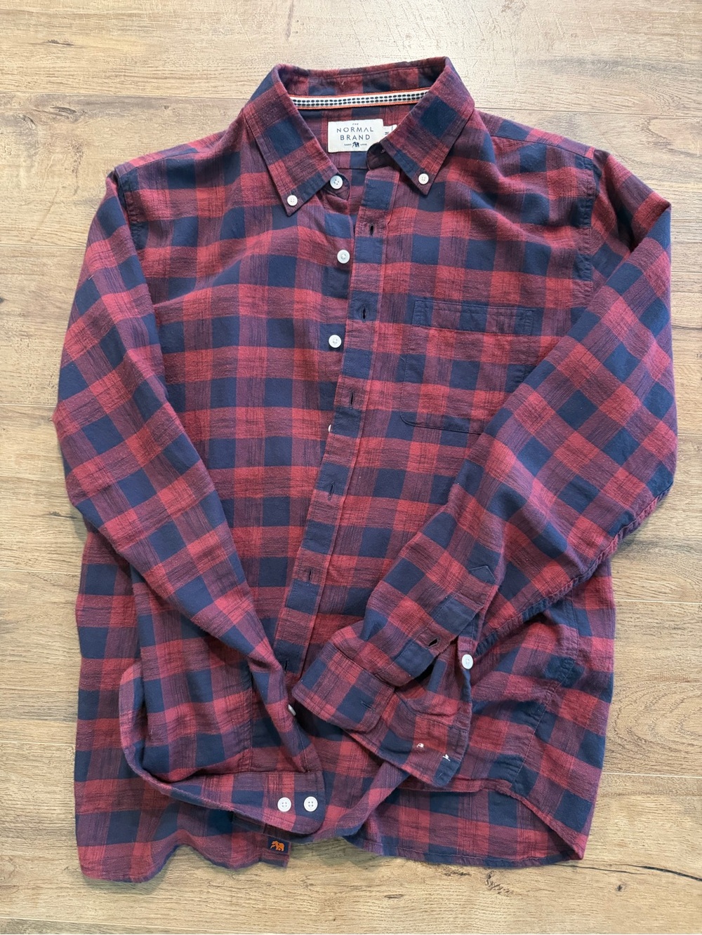 The Normal Brand Red & Navy Plaid Button-Down Shirt